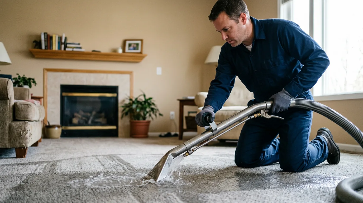 Water damage restoration technician working near Mcandrews, KY